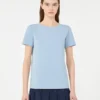 T-shirt basic in jersey di cotone, azzurro