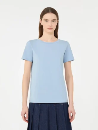 T-shirt basic in jersey di cotone, azzurro
