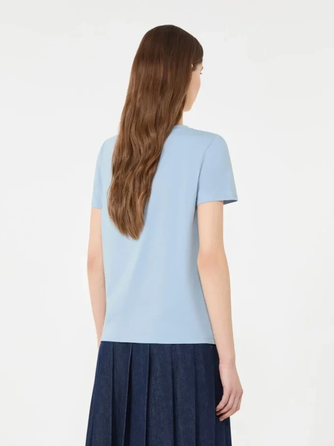T-shirt basic in jersey di cotone, azzurro