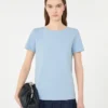 T-shirt basic in jersey di cotone, azzurro
