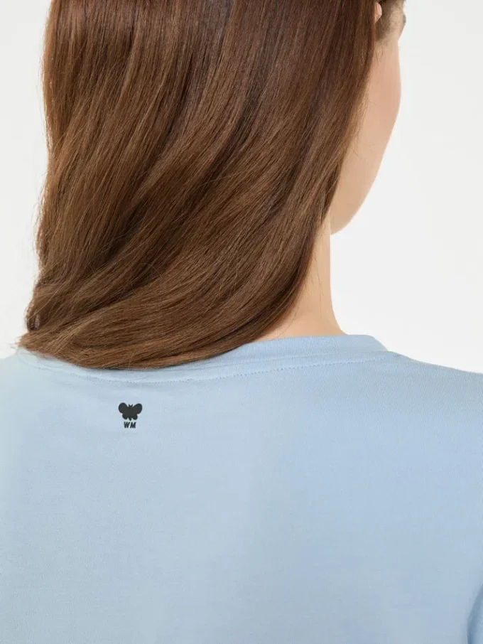 T-shirt basic in jersey di cotone, azzurro