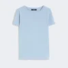 T-shirt basic in jersey di cotone, azzurro