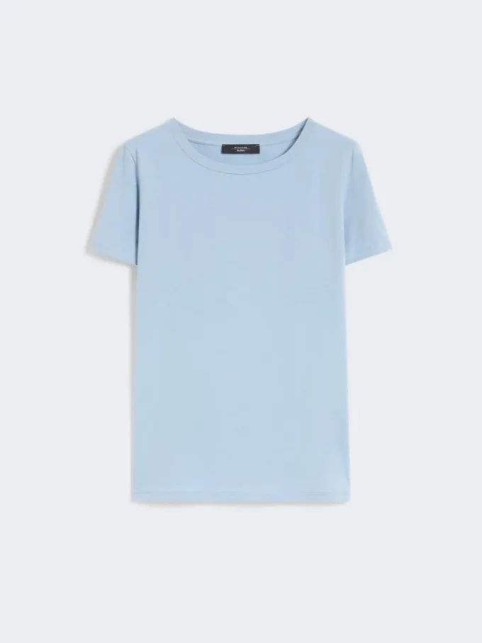 T-shirt basic in jersey di cotone, azzurro