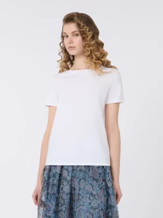 T-shirt basic in jersey di cotone, bianca