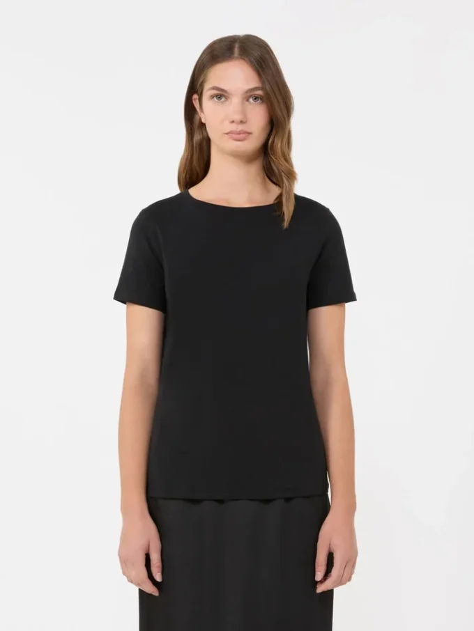 T-shirt basic in jersey di cotone, nera