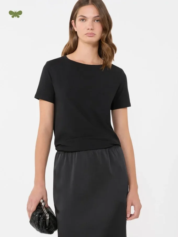 T-shirt basic in jersey di cotone, nera