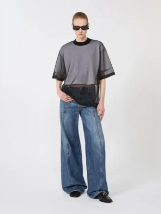 T-shirt con rivestimento in cotone, bianco ottico
