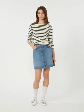T-shirt in cotone a righe, avorio