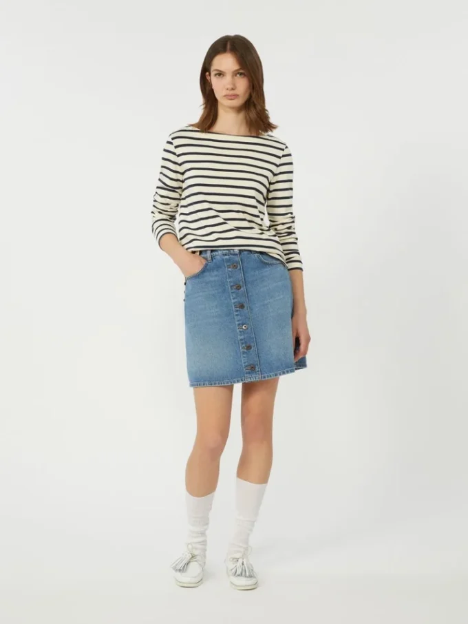 T-shirt in cotone a righe, avorio T-shirt in cotone a righe, avorio