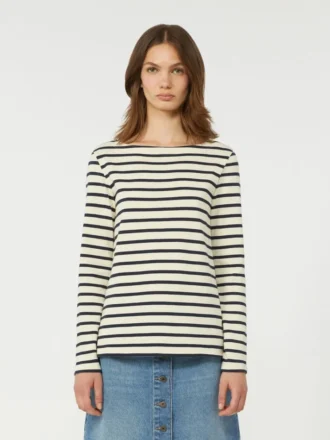 T-shirt in cotone a righe, avorio