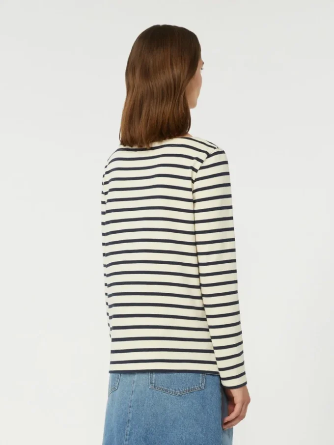 T-shirt in cotone a righe, avorio T-shirt in cotone a righe, avorio