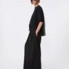 T-shirt in cotone con plissettatura sul retro, nera T-shirt in cotone con plissettatura sul retro, nera