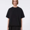 T-shirt in cotone con plissettatura sul retro, nera T-shirt in cotone con plissettatura sul retro, nera