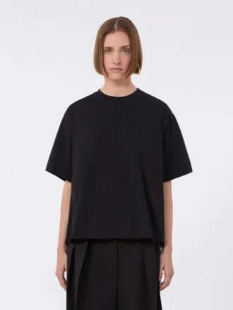 T-shirt in cotone con plissettatura sul retro, nera