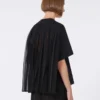 T-shirt in cotone con plissettatura sul retro, nera T-shirt in cotone con plissettatura sul retro, nera
