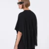 T-shirt in cotone con plissettatura sul retro, nera T-shirt in cotone con plissettatura sul retro, nera