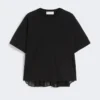T-shirt in cotone con plissettatura sul retro, nera T-shirt in cotone con plissettatura sul retro, nera
