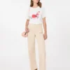 T-shirt in cotone con stampa e ricami, bianca T-shirt in cotone con stampa e ricami, bianca