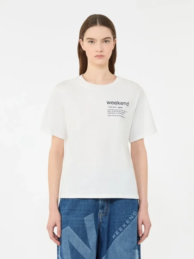 T-shirt in cotone con stampa grafica, bianca T-shirt in cotone con stampa grafica, bianca