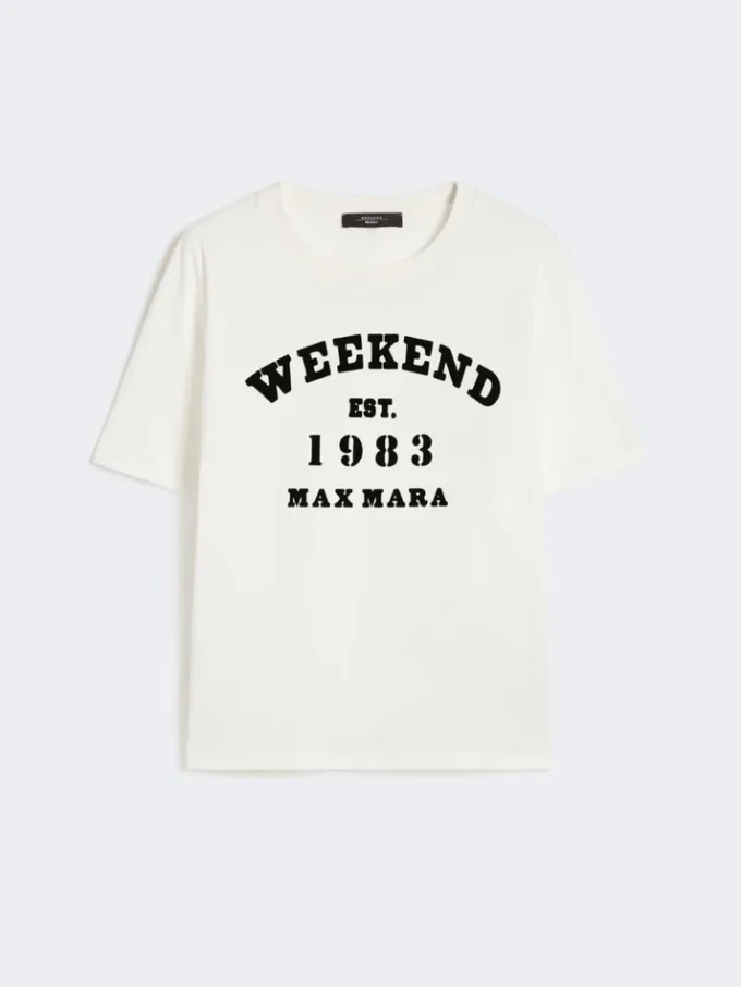 T-shirt in cotone con stampa grafica, bianca T-shirt in cotone con stampa grafica, bianca