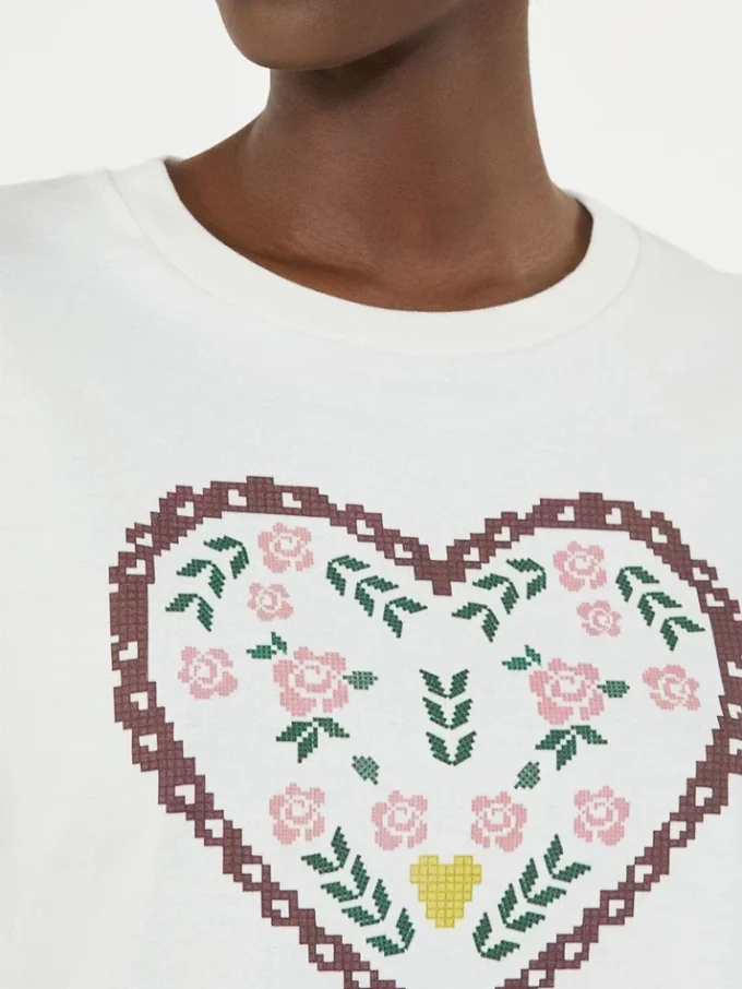 T-shirt in cotone con stampa grafica, bianca