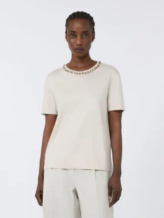 T-shirt in cotone e modal, beige T-shirt in cotone e modal, beige