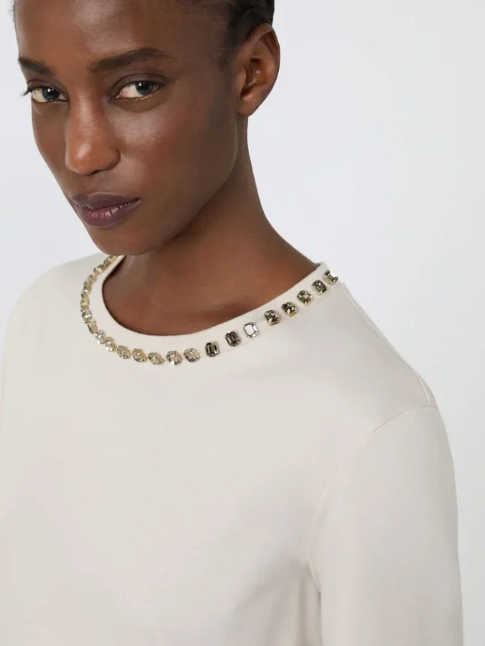 T-shirt in cotone e modal, beige T-shirt in cotone e modal, beige