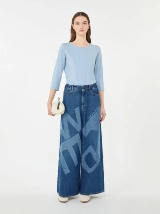 T-shirt in cotone elasticizzato, azzurro T-shirt in cotone elasticizzato, azzurro
