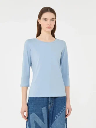 T-shirt in cotone elasticizzato, azzurro T-shirt in cotone elasticizzato, azzurro