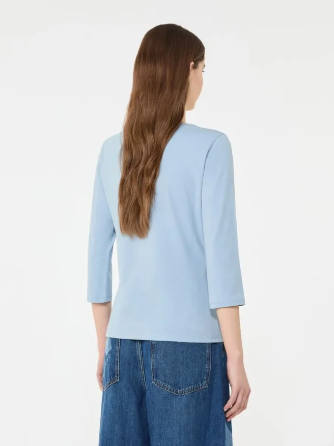 T-shirt in cotone elasticizzato, azzurro T-shirt in cotone elasticizzato, azzurro