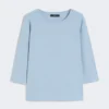 T-shirt in cotone elasticizzato, azzurro T-shirt in cotone elasticizzato, azzurro