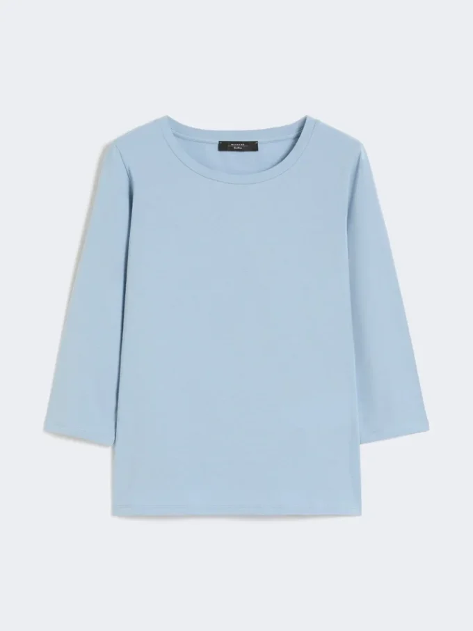 T-shirt in cotone elasticizzato, azzurro T-shirt in cotone elasticizzato, azzurro