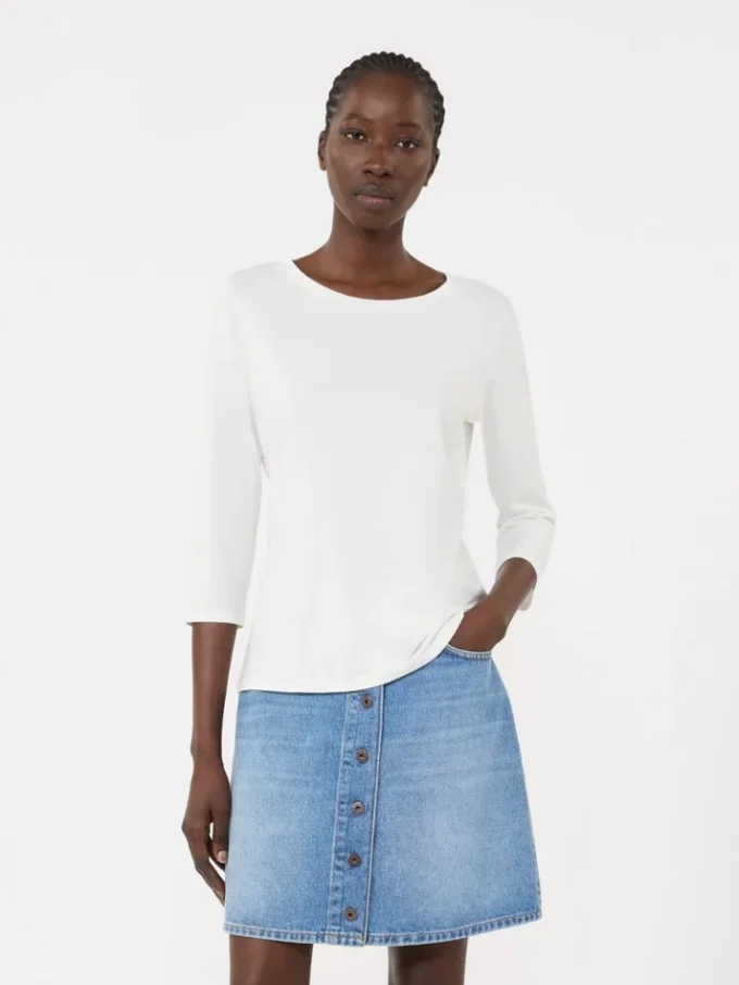 T-shirt in cotone elasticizzato, bianca T-shirt in cotone elasticizzato, bianca