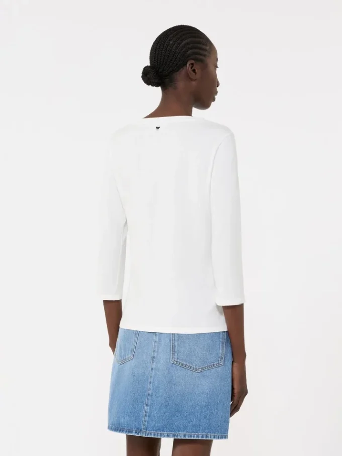 T-shirt in cotone elasticizzato, bianca T-shirt in cotone elasticizzato, bianca