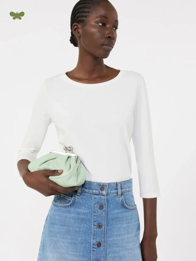 T-shirt in cotone elasticizzato, bianca T-shirt in cotone elasticizzato, bianca