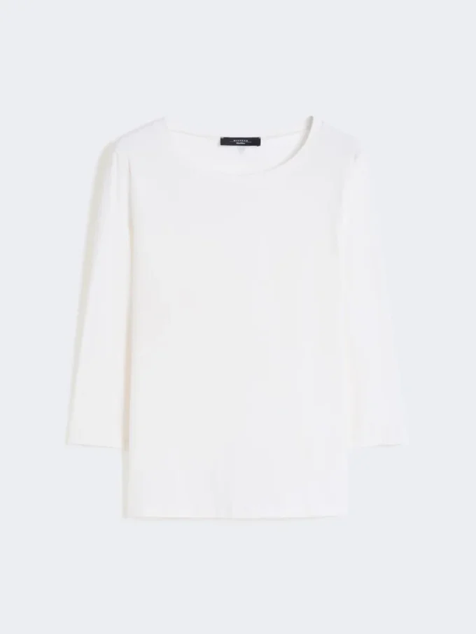 T-shirt in cotone elasticizzato, bianca T-shirt in cotone elasticizzato, bianca