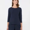 T-shirt in cotone elasticizzato, blu navy T-shirt in cotone elasticizzato, blu navy