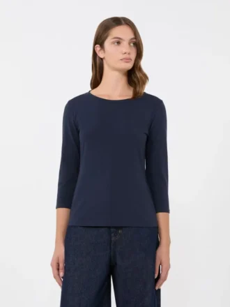 T-shirt in cotone elasticizzato, blu navy