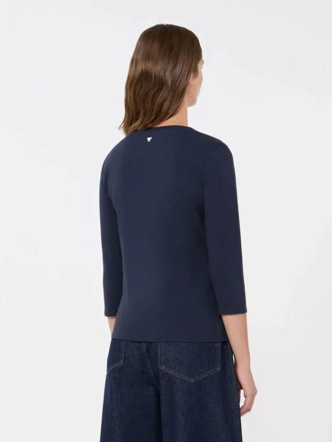 T-shirt in cotone elasticizzato, blu navy T-shirt in cotone elasticizzato, blu navy