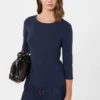 T-shirt in cotone elasticizzato, blu navy T-shirt in cotone elasticizzato, blu navy