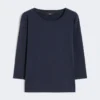 T-shirt in cotone elasticizzato, blu navy T-shirt in cotone elasticizzato, blu navy
