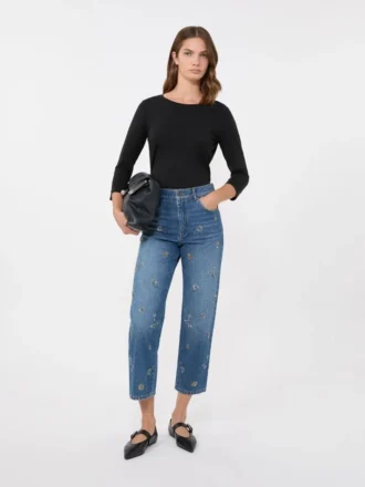 T-shirt in cotone elasticizzato, nero