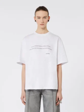T-shirt in cotone stampata, bianco ottico