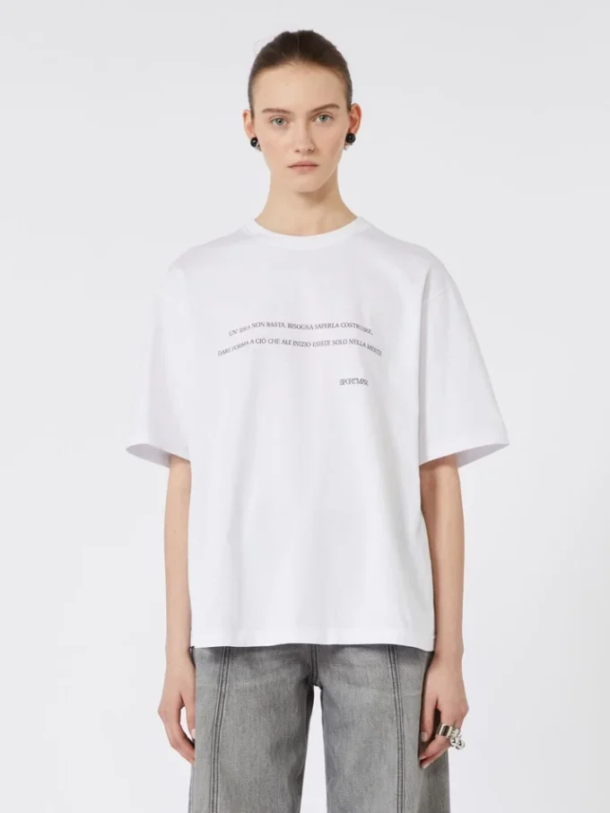 T-shirt in cotone stampata, bianco ottico T-shirt in cotone stampata, bianco ottico