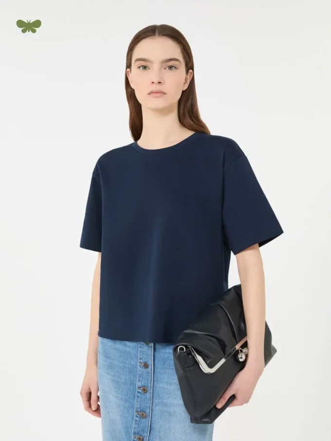 T-shirt in jersey di cotone, blu navy T-shirt in jersey di cotone, blu navy