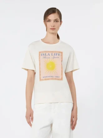 T-shirt in jersey di cotone, ecru