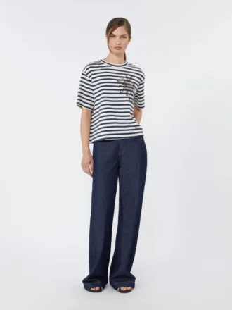 T-shirt in jersey di cotone stampato, blu navy T-shirt in jersey di cotone stampato, blu navy