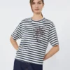 T-shirt in jersey di cotone stampato, blu navy T-shirt in jersey di cotone stampato, blu navy