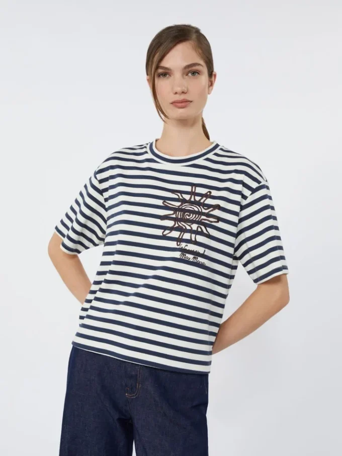 T-shirt in jersey di cotone stampato, blu navy T-shirt in jersey di cotone stampato, blu navy