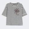 T-shirt in jersey di cotone stampato, blu navy T-shirt in jersey di cotone stampato, blu navy